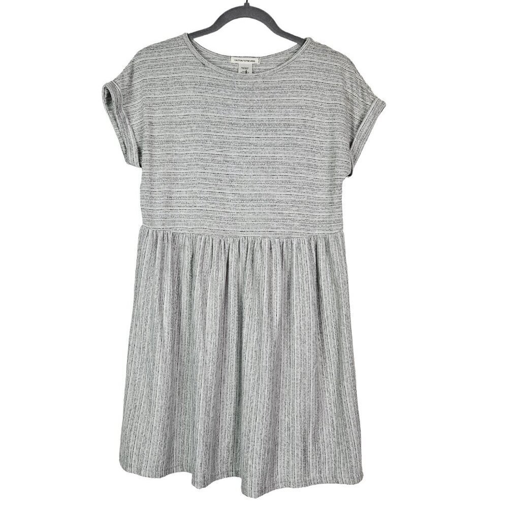 Caution to the Wind Black/White Heather Stripe Fit and Flare Skater Dress Small